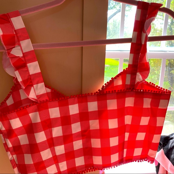 Frilled Picnic Plaid Tube Top-Sugar Thrillz - Picture 3 of 3